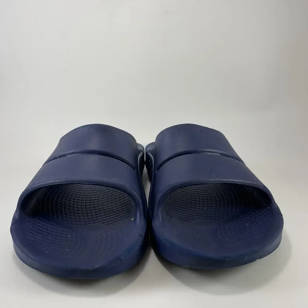 Oofos OOahh Slide Sandals Mens 8 Navy Blue Foam Recovery Comfort, Womens 10